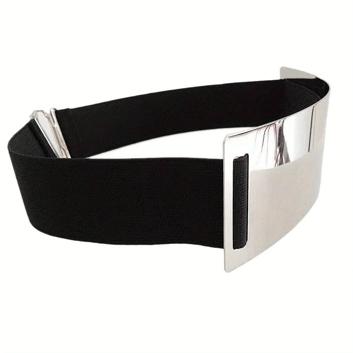 Punk Inspired Metallic Glossy Wide Waist Belt for Women