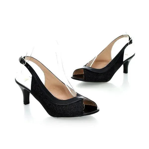 Sequin Strappy Buckle Mid Sandals