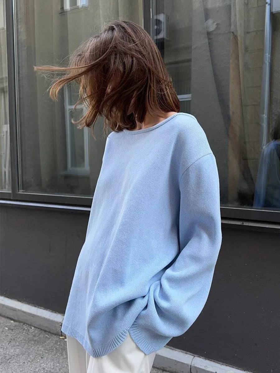 Backless Patchwork Knit Sweater