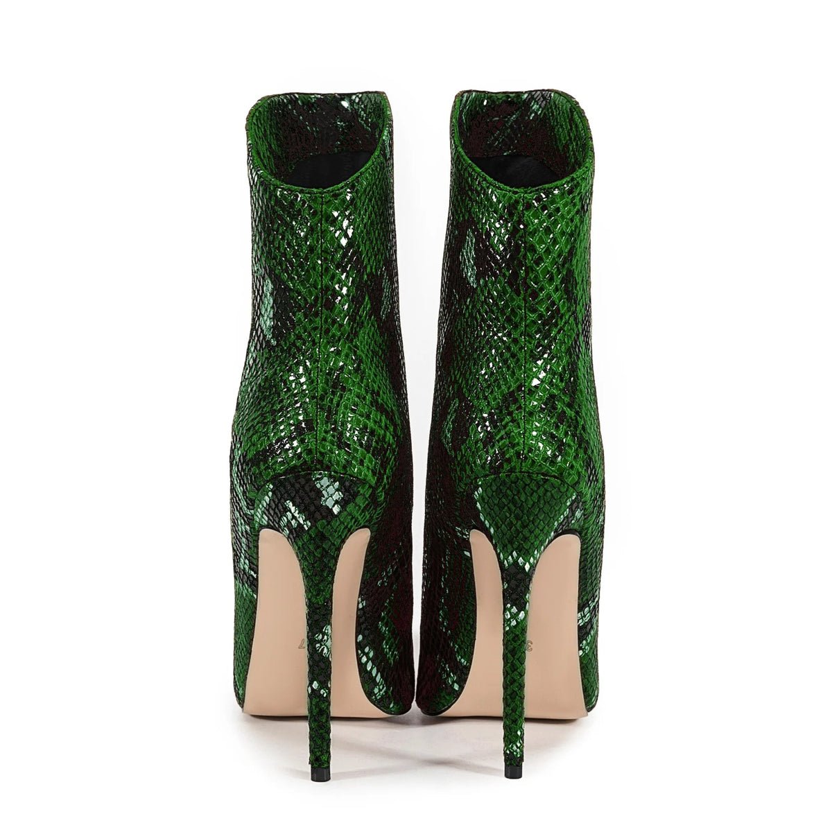 Green Patent Leather Pointed Toe Ankle Boots for Women