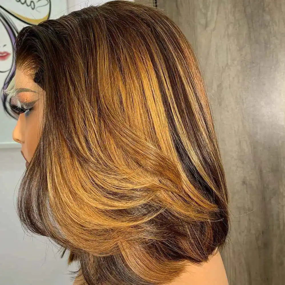 Glueless Pre-Plucked Brazilian Human Hair Lace Bob Wig for Women