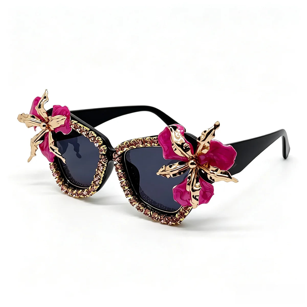 3D Flower Rhinestone Oversized Sunglasses
