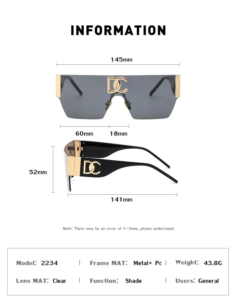 Oversized Shield Sunglasses With UV Protection for Women