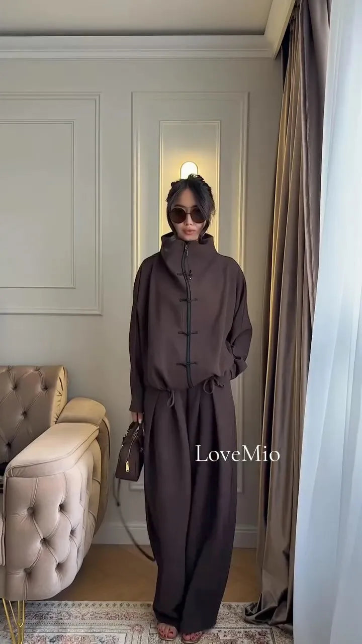 Loose Fit Casual Coat And Pant Set