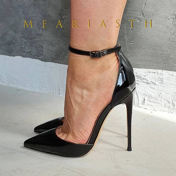 Sleek Black Patent Leather Pointed Toe Pumps for Women
