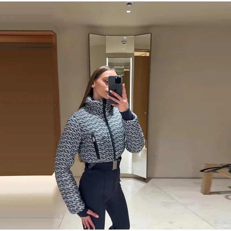 Fashion Print Thickened Cozy Winter Jumpsuit for Women