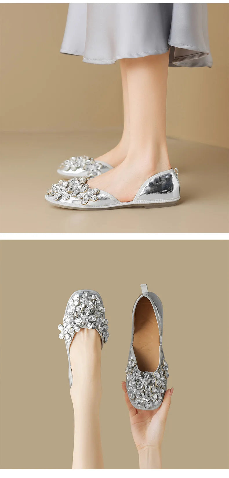 Luxurious Rhinestone Square Toe Slip On Mules for Women