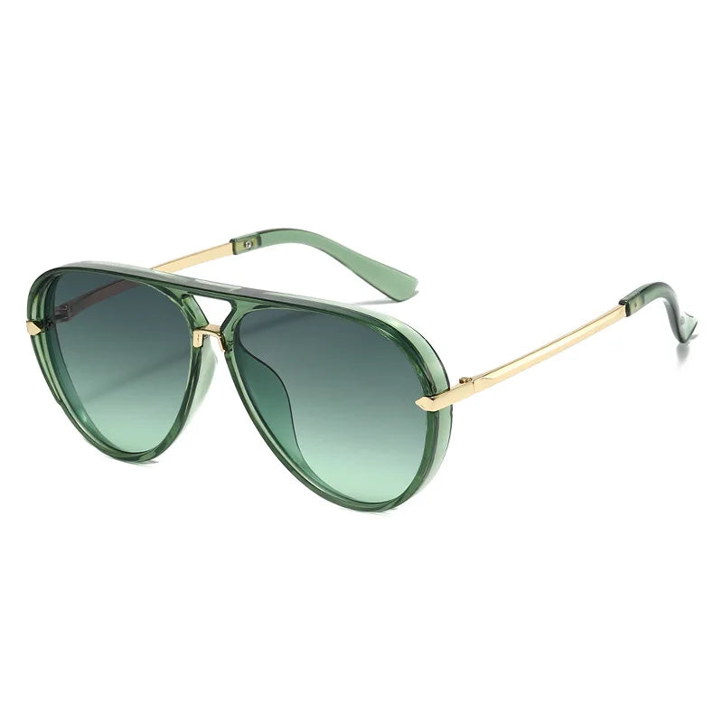 Green Pink Gradient Oval Sunglasses
