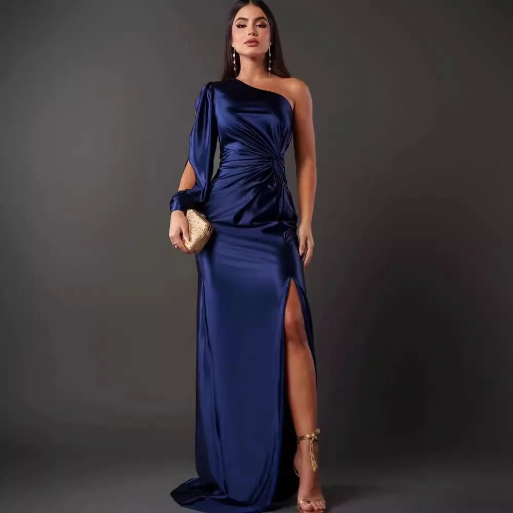 Elegant One Shoulder Backless Maxi Dress for Women