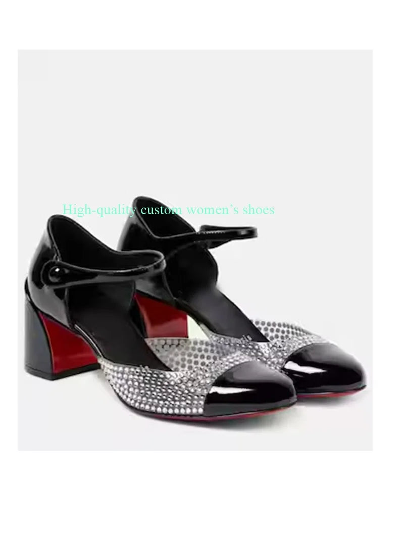 Elegant Gold Round Rhinestones Color-Blocked Sandals for Women