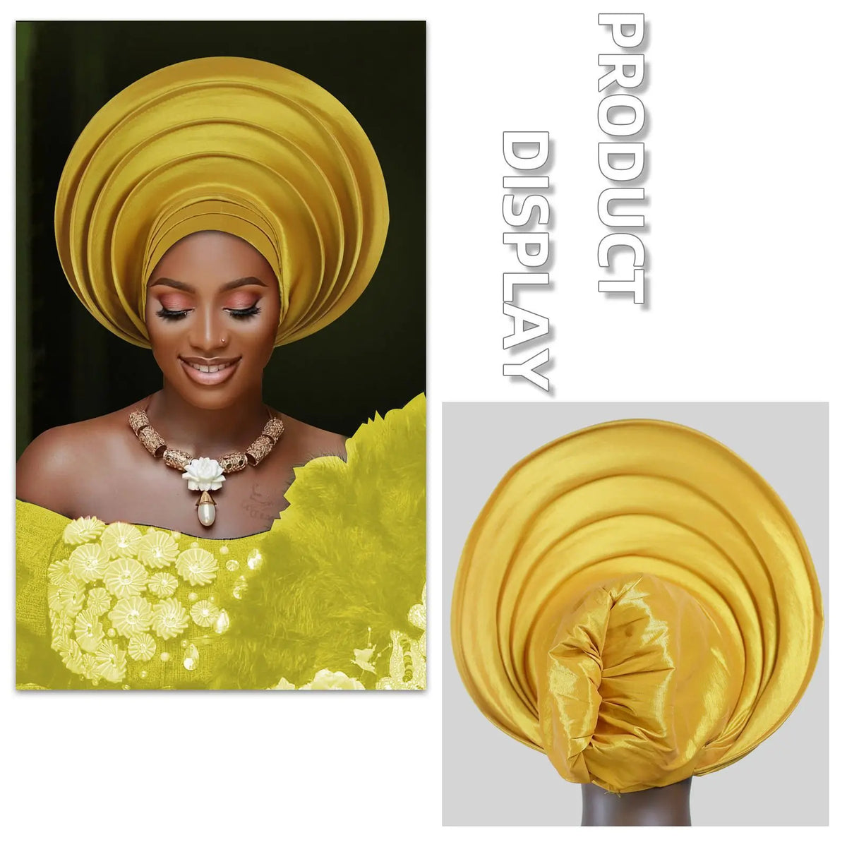 African Wedding Gele Turban Head Wrap Cap for Women