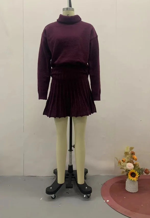 Cotton Linen Pleated Skirt Set