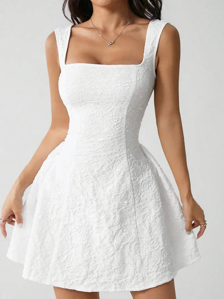 Summer New Women's Dresses Streetwear Fashion Tank Sleeve A-Line Dress Solid Sexy Club Party Female Backless Dresses Clothing