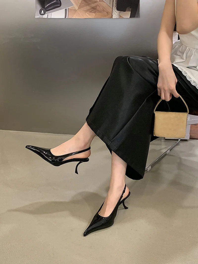 Wine Red Patent Leather Pointed Toe Stiletto Heels for Women