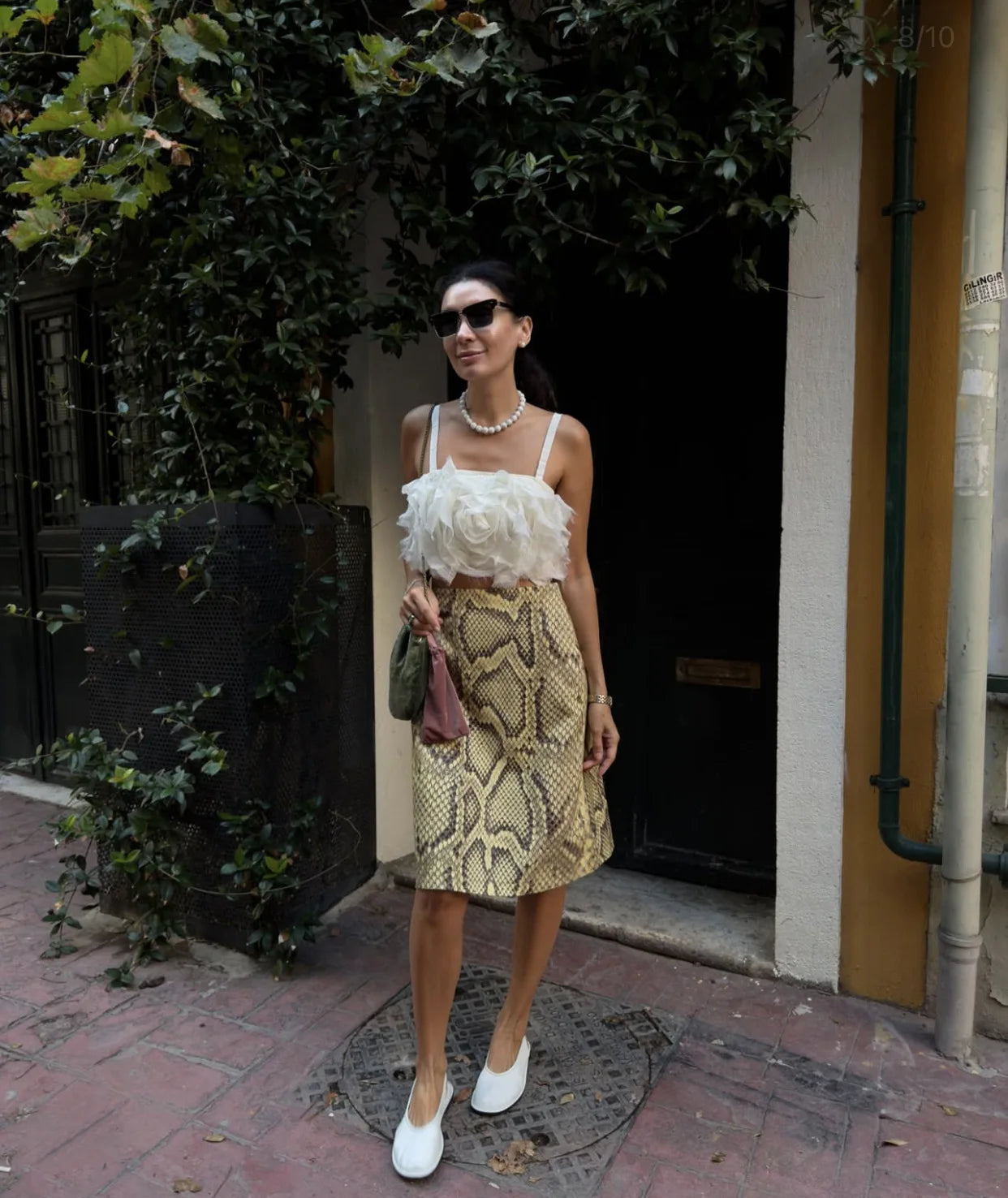 Snakeskin Patchwork High Waist Skirt