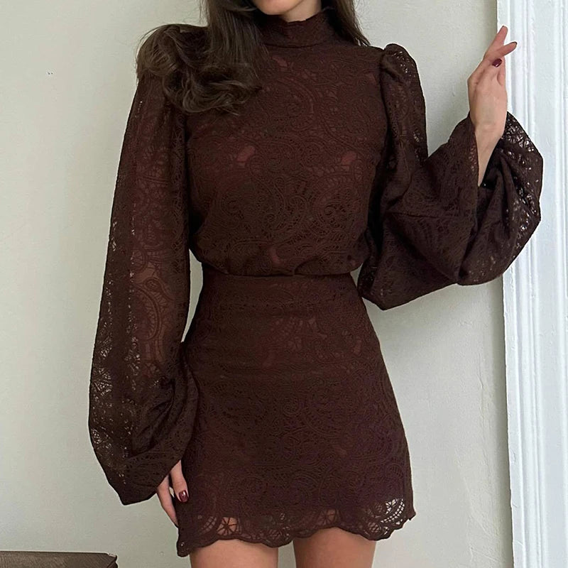 Embroidered Stand Collar Shirt And Skirt Set for Women