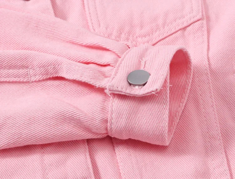 Long Sleeved Single Breasted Denim Coat with Lapel for Women