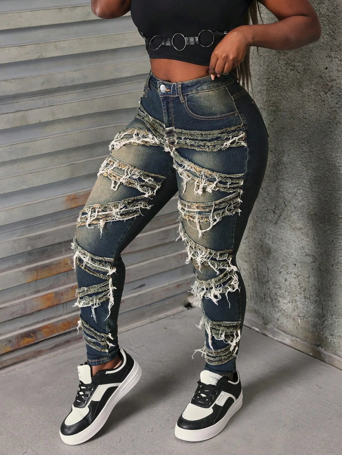 FAGADOER Y2k Fashion Tassel Patchwork Pants for Women Summer  New Tie-dye High Waist Jeans Female Y2k Streetwear Bottoms New