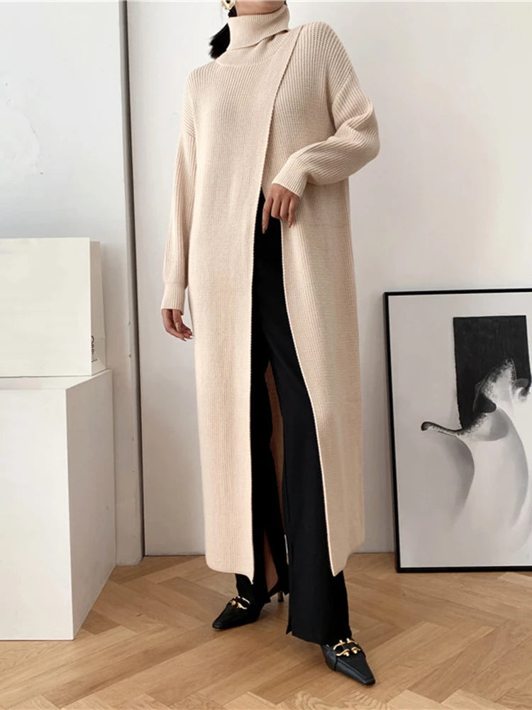Loose Fit Turtleneck Knit Sweater