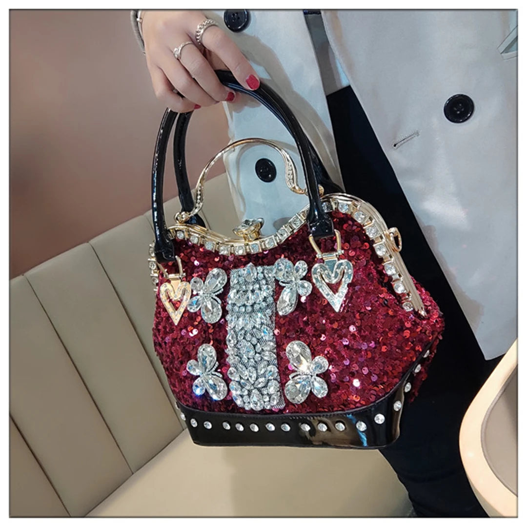 Crystal Sequin One Shoulder Crossbody Handbag for Women