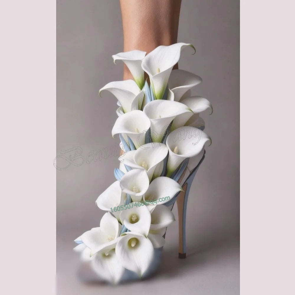 Colorful Floral Embellished High Heel Sandals for Women