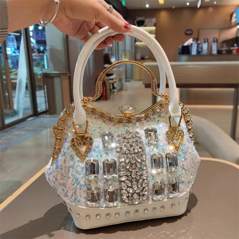 Crystal Sequin One Shoulder Crossbody Handbag for Women