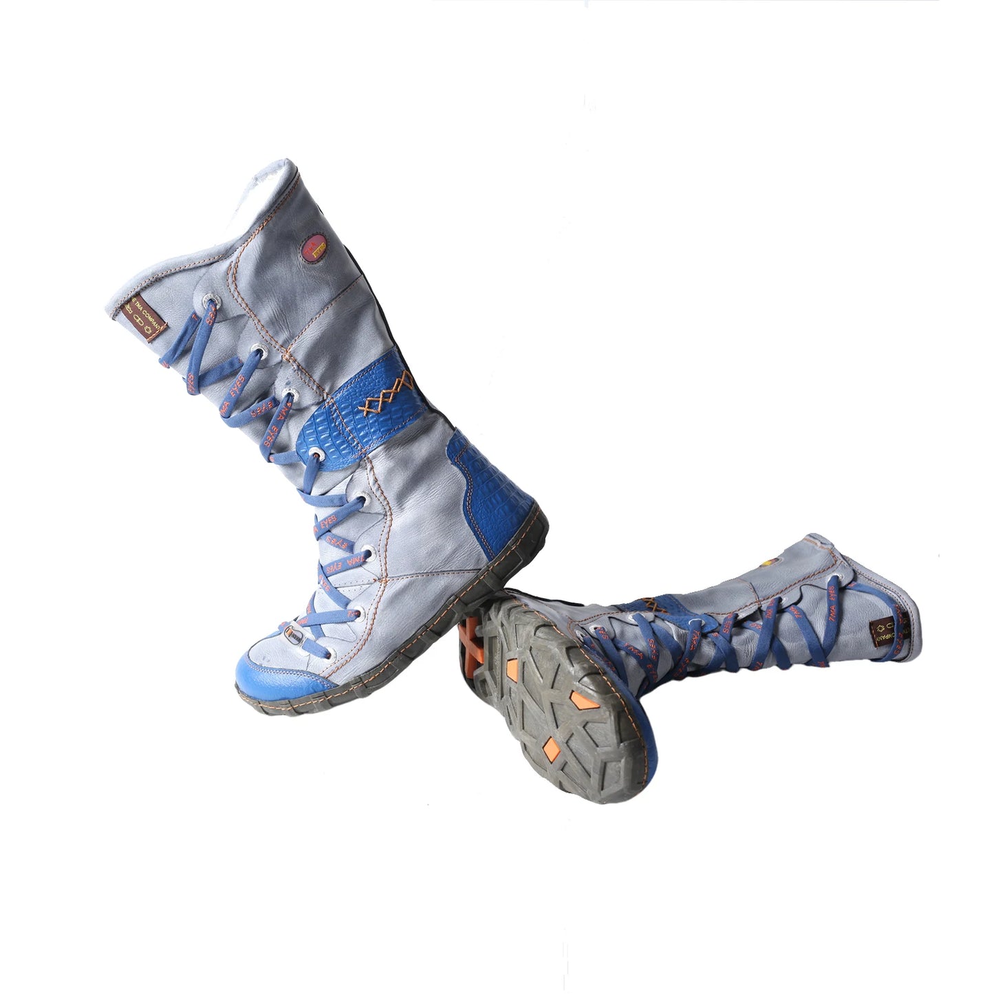 Contrast Stitch Leather Zipper Boot