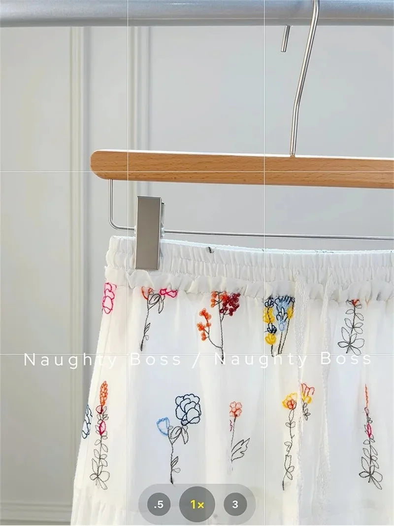 Floral Print Puff Sleeve Blouse and Patchwork Midi Skirt Two Piece Set for Women