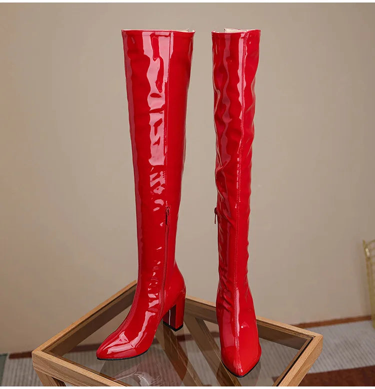 Sexy Over The Knee Boots Pointed Toe Zipper for Women