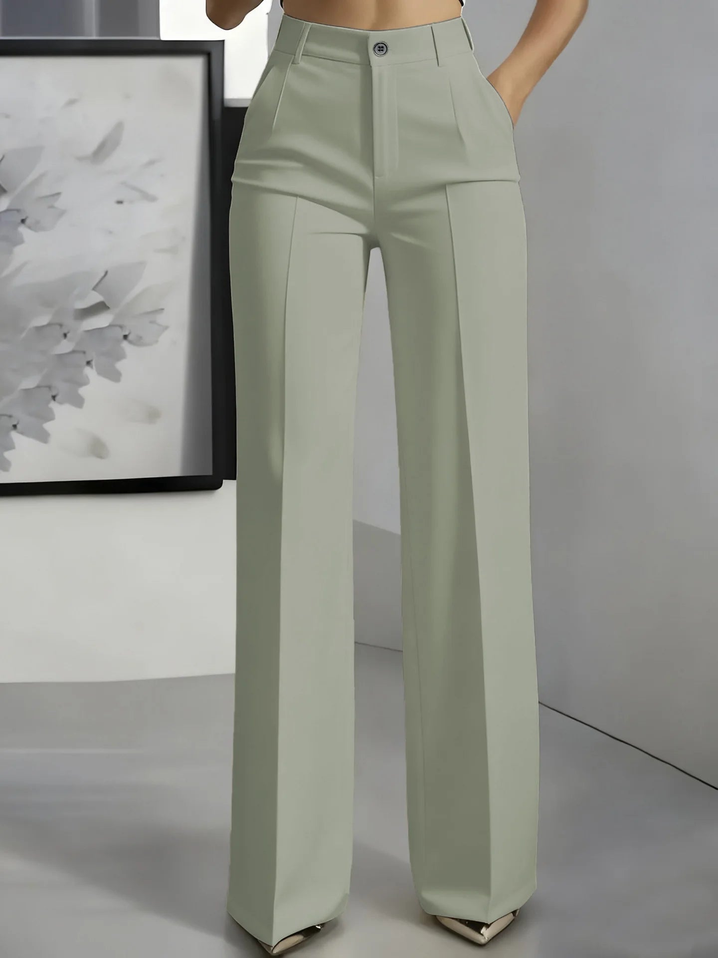 2026 New Women's High-Waist Drapey Straight-Leg Suit Pants Simple Elegant Long Trousers for Ladies