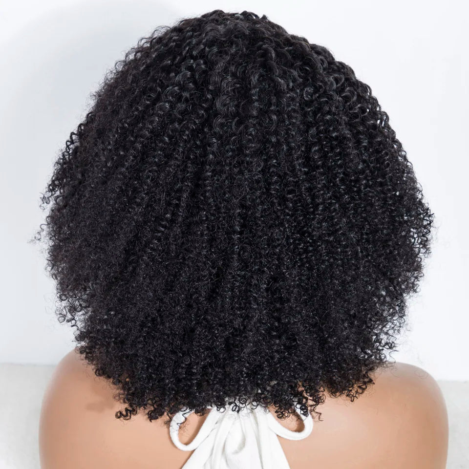 Ombre Brown Kinky Curly Glueless Bob Lace Wig for Women