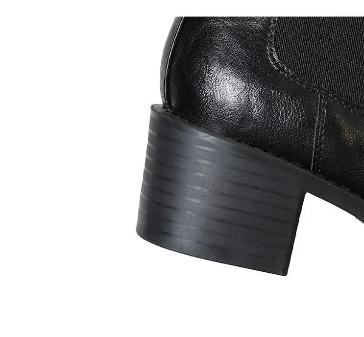 Black Pointed Toe Block Heel Ankle Boots