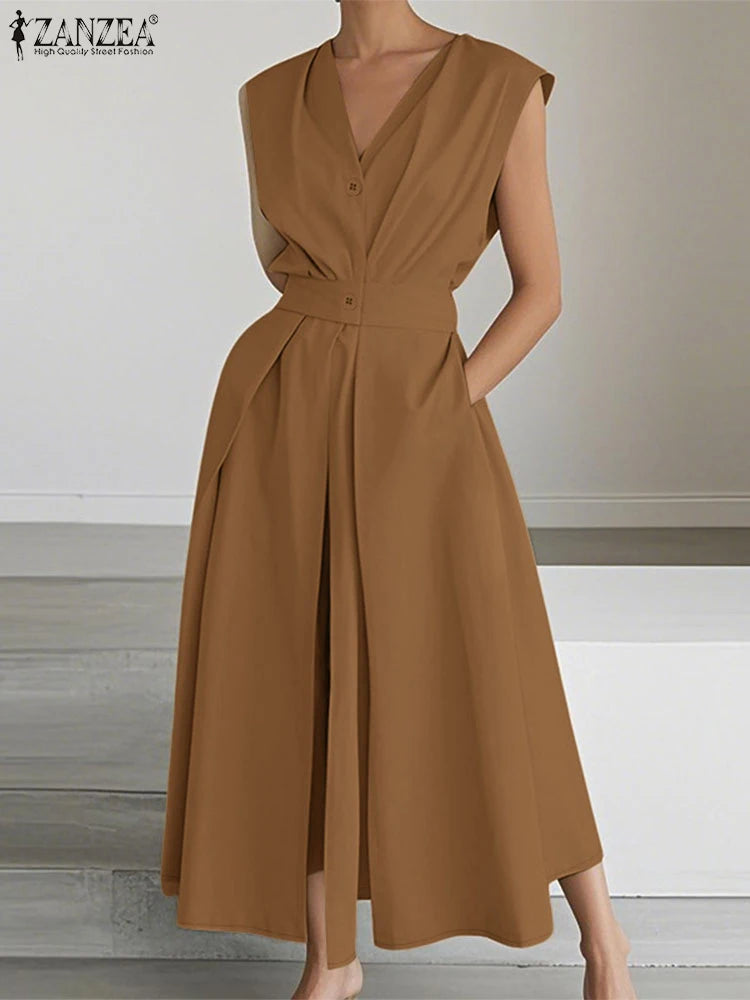Collared Button Front Maxi Shirt Dress