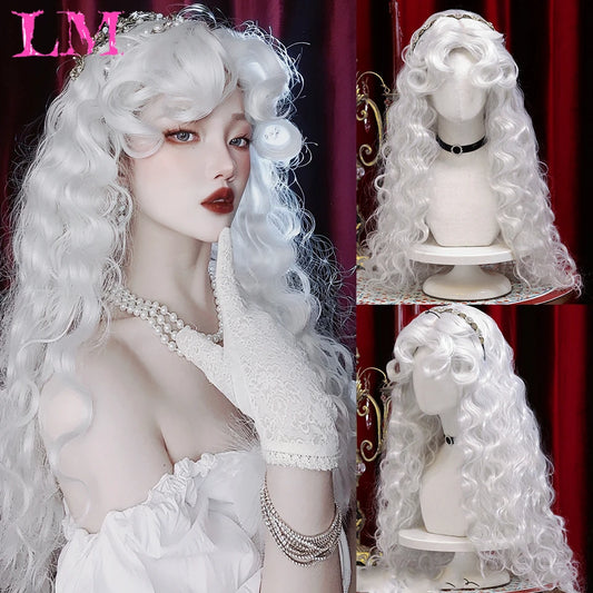 Heat Resistant Long Ombre White Body Wave Wig for Women