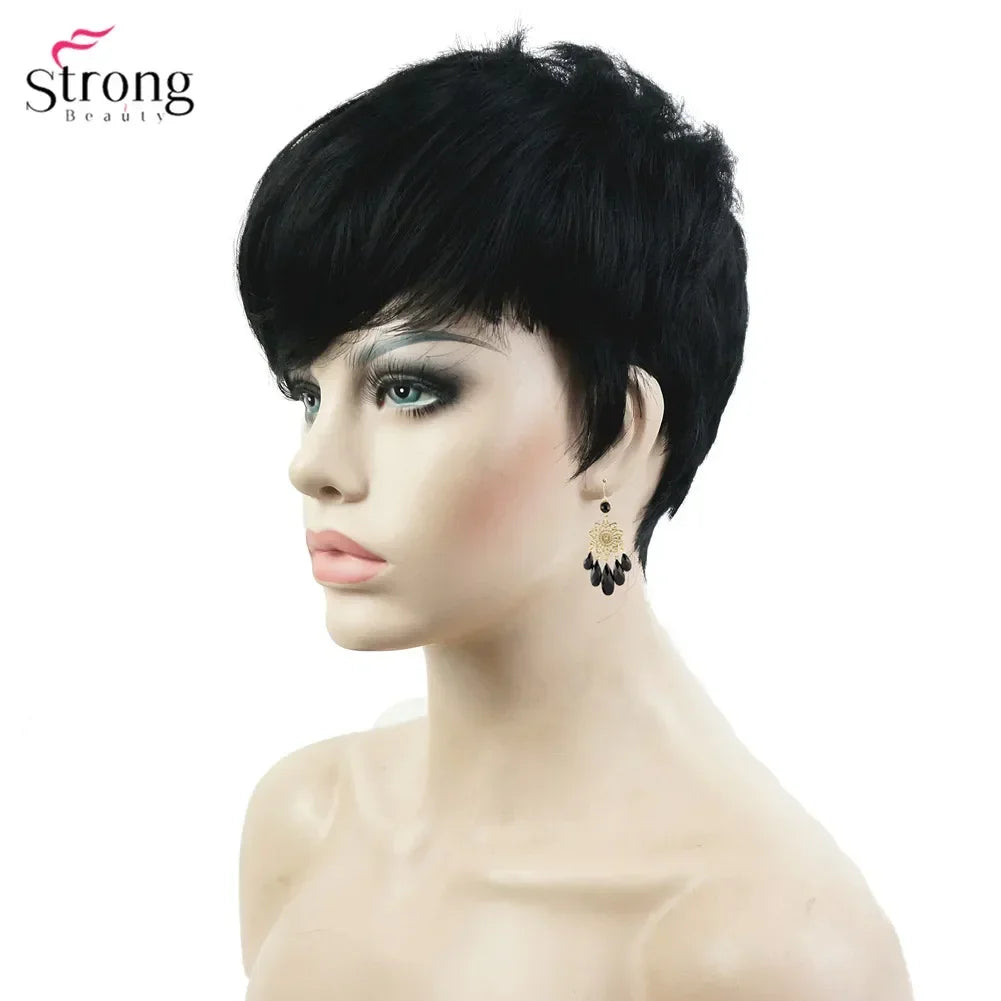 Capless Red Short Pixie Cut Natural Synthetic Wig For Women