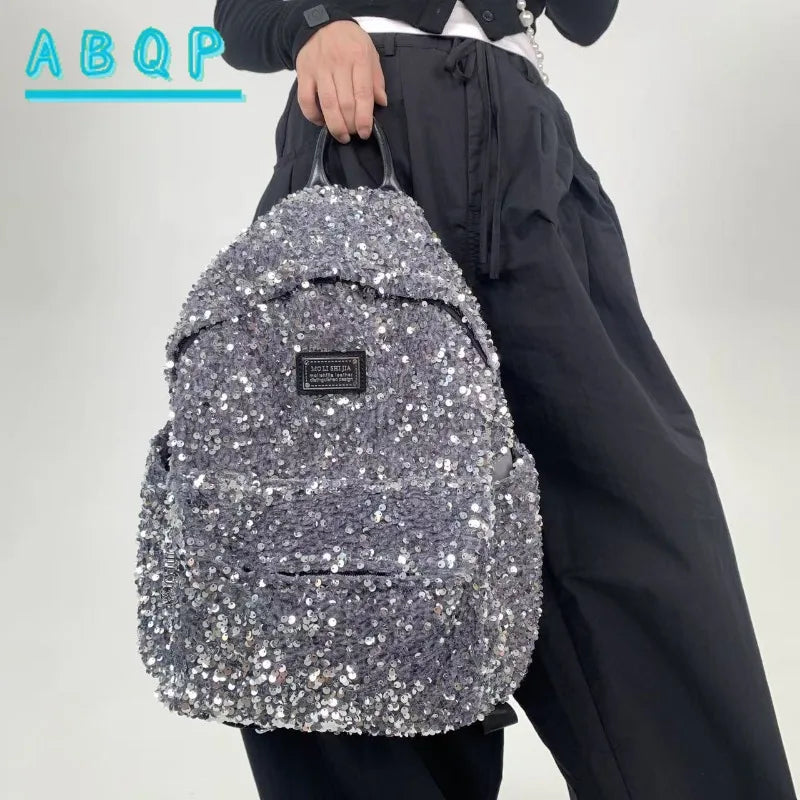 New Women's Sequined Backpack Luxury Brand Sequined Shiny Women's Backpack Large Capacity Fashionable Leisure Travel Backpack
