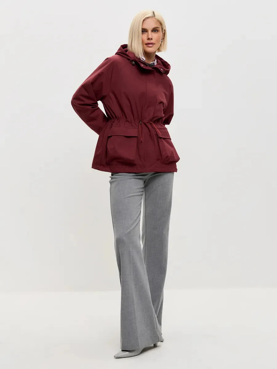 Hooded Hardshell Jacket With Pockets And Zipper for Women