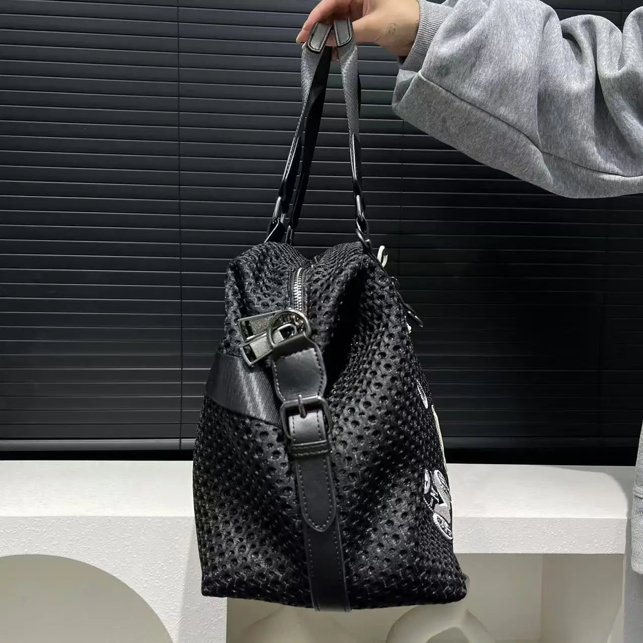 Large Capacity Durable Mesh Nylon Tote Bag for Women