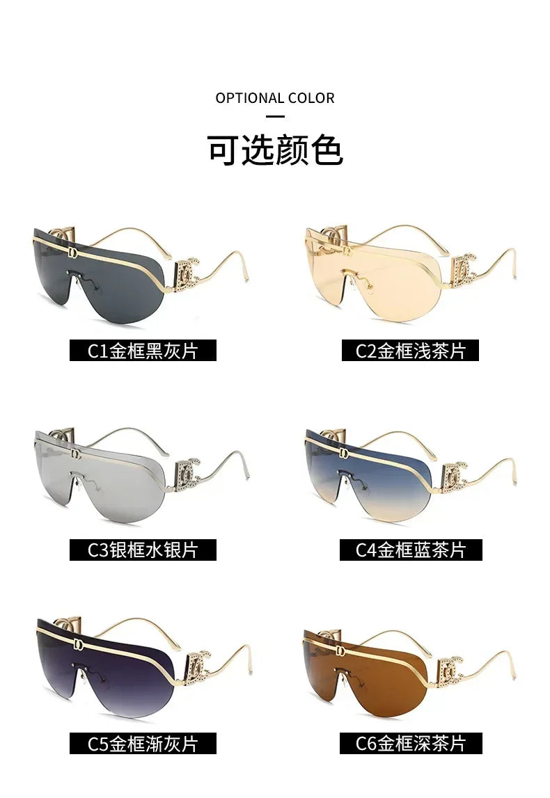 Oversized Gold Shield Sunglasses