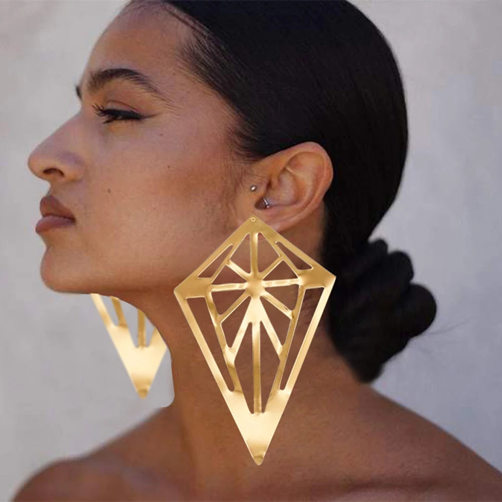 Fashion Jewelry Big Gold Color Round Geometric Earrings Dangle Drop Earrings For Women African Wedding Party Gifts