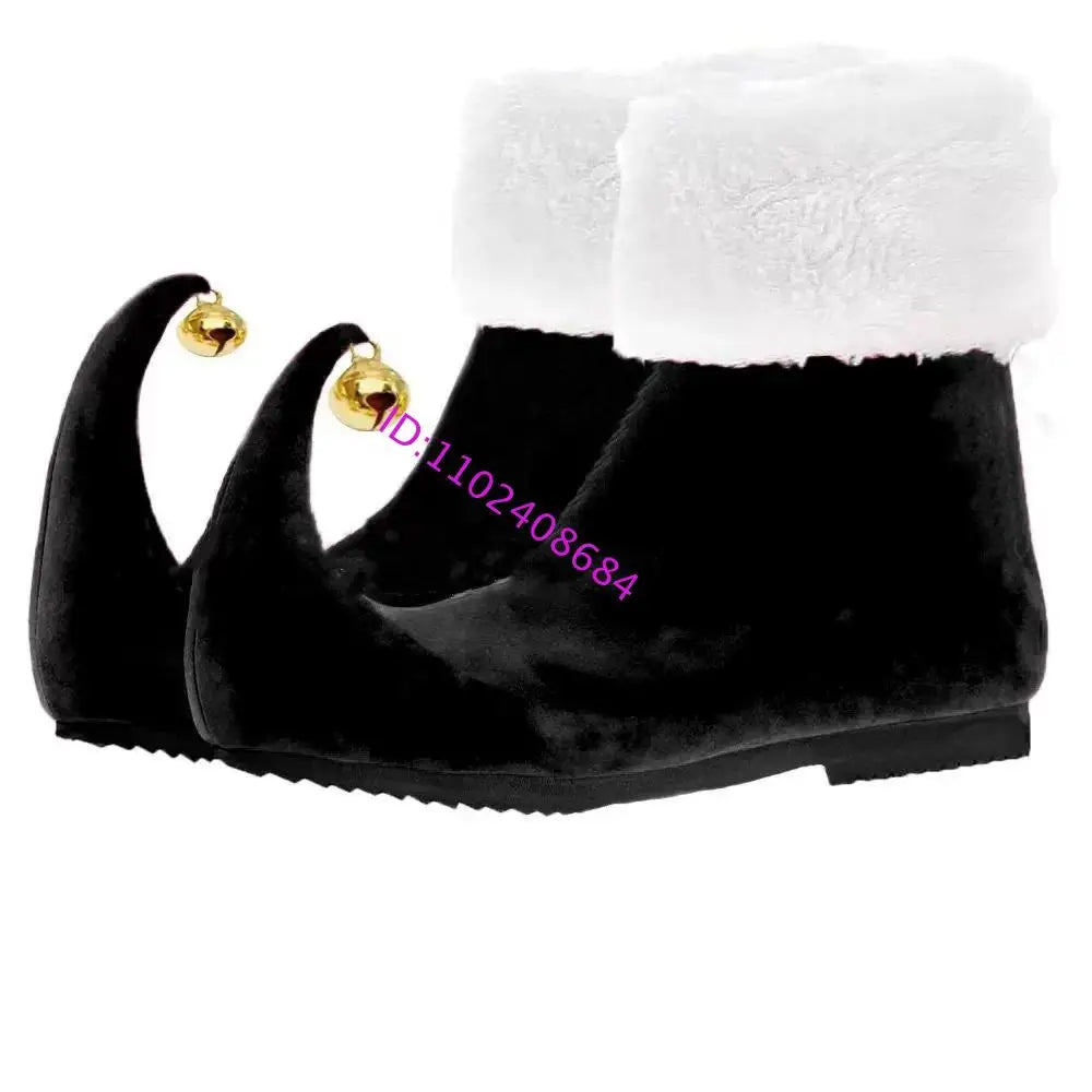 Winter Xmas Bell Snow Boots Halloween Role-Playing Joker Footwear Santa Claus Bell Snow Boots Cartoon Snow Boots Plus Size 48