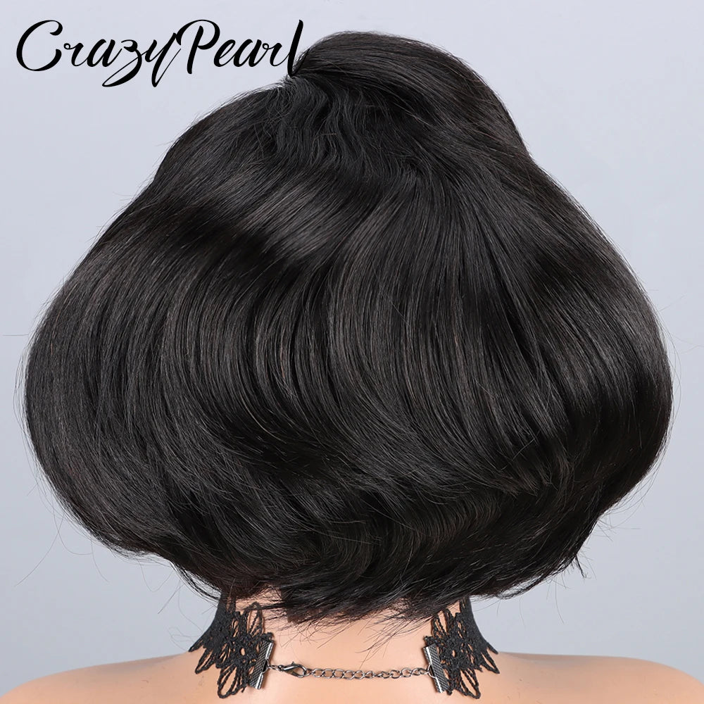 Short Straight Bob Lace Front Human Hair Wig for Women