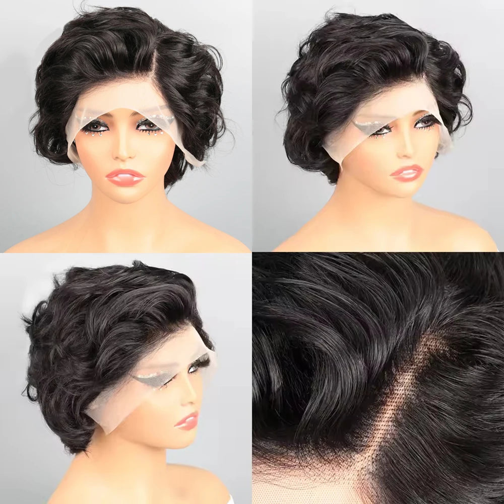 Short Curly Lace Frontal Human Hair Wig for Black Women