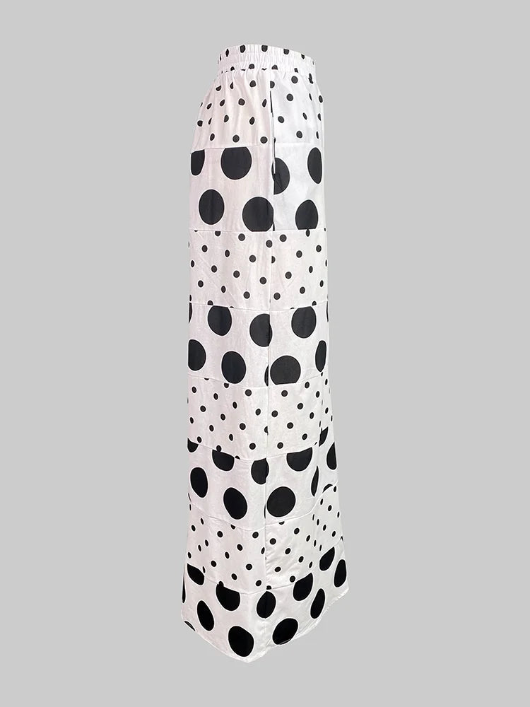 High-Waisted Retro Polka Dot Wide-Leg Pants for Women