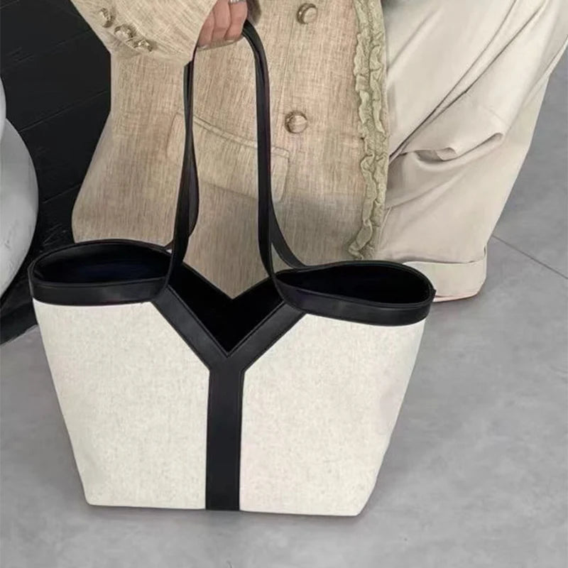 Y-shaped Design Straw Underarm Bag With Small Bag Leisure Vacation  Large Capacity Woven Wing Tote Bag Versatile Shoulder Bag