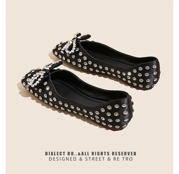 Elegant Rhinestone Bowknot Mary Jane Shoes For Women