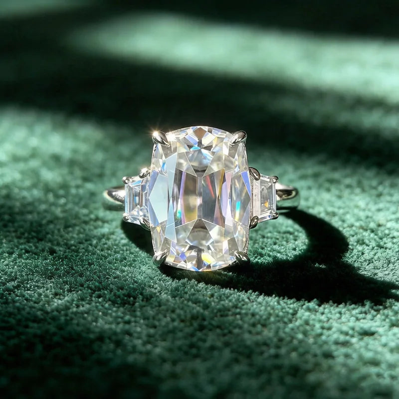 Old European Cut Moissanite Sterling Silver Ring for Women