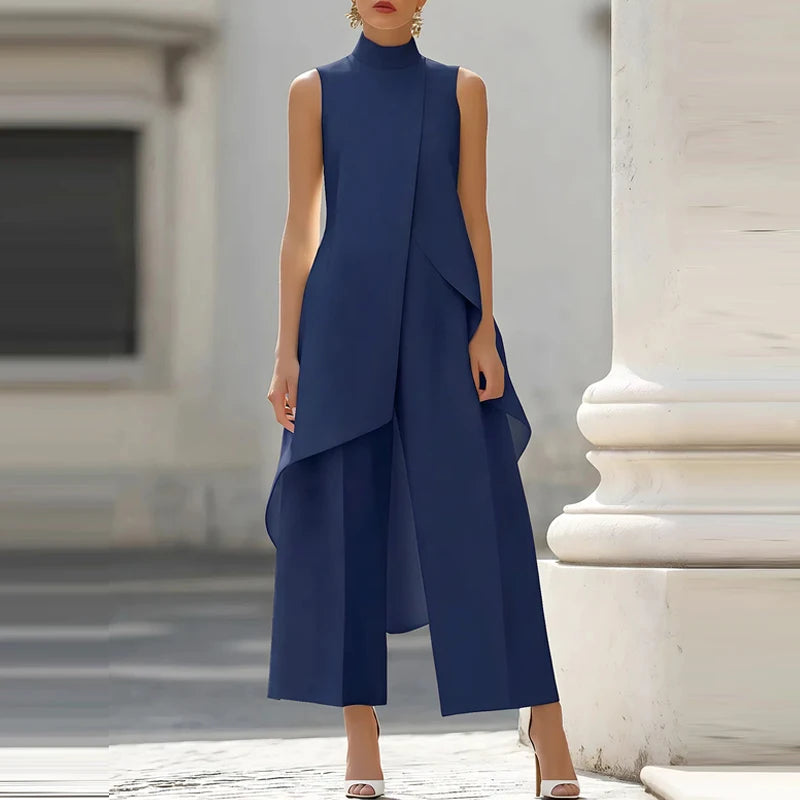 Solid Color Irregular Summer Two Piece Set for Women