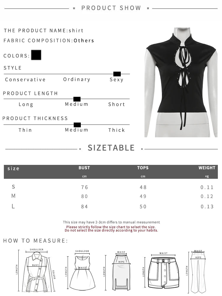 Rivet Stand Collar Cutout Bandage Tank Top for Women