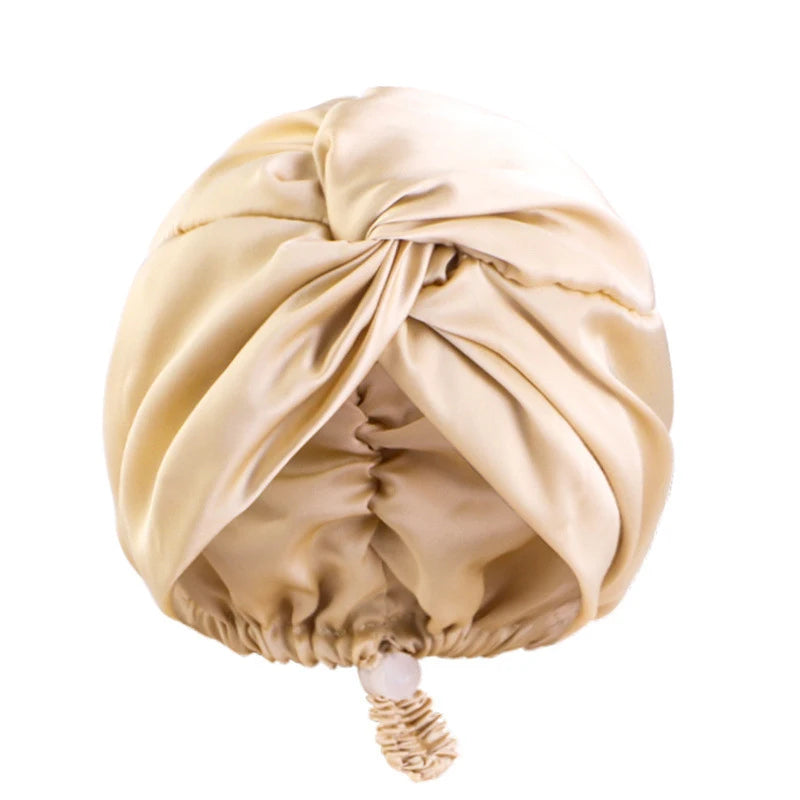 Soft Satin Sleep Turban Cap With Adjustable Fit for Women